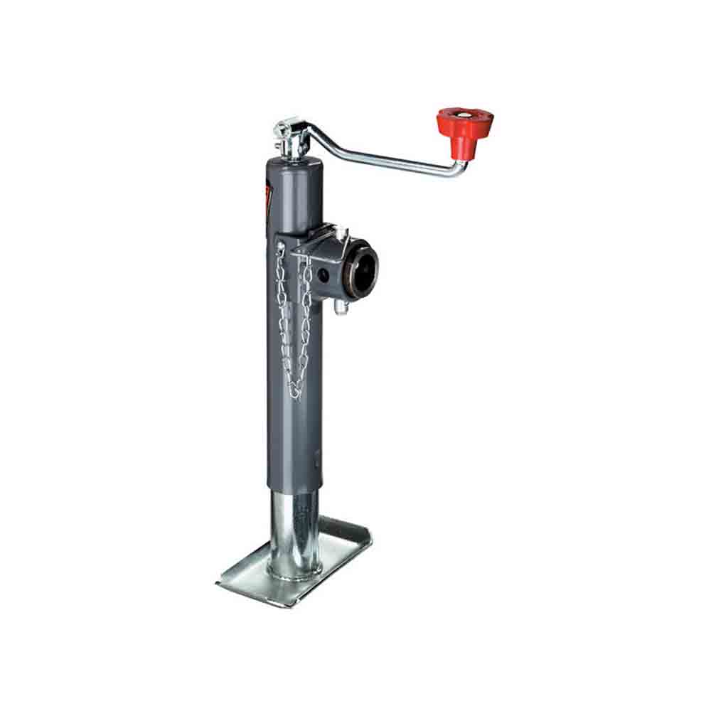 Bulldog Round Trailer Jack, Side Mount, 2,000 lbs. Lift Capacity, Top Wind, Weld-On, 10 in. Travel