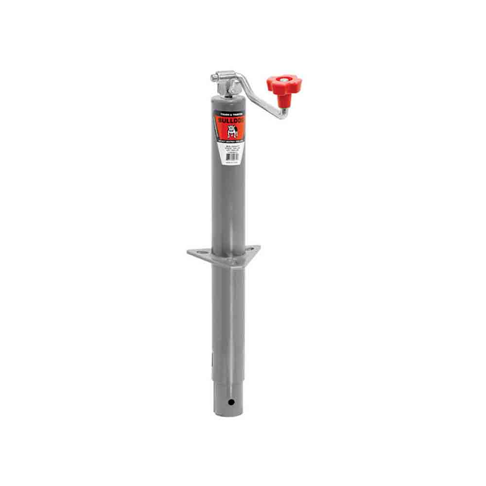 Bulldog Round Trailer Jack, A-Frame, 5,000 lbs. Lift Capacity, Top Wind, Bolt-On, 15 in. Travel