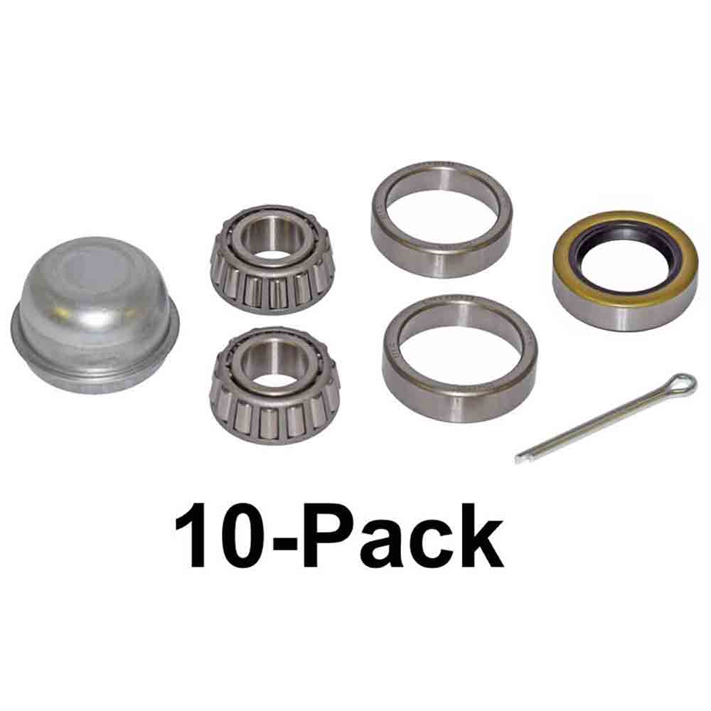 Trailer Bearing Repair Kit for 3/4 Inch Straight Spindle - 10-Pack