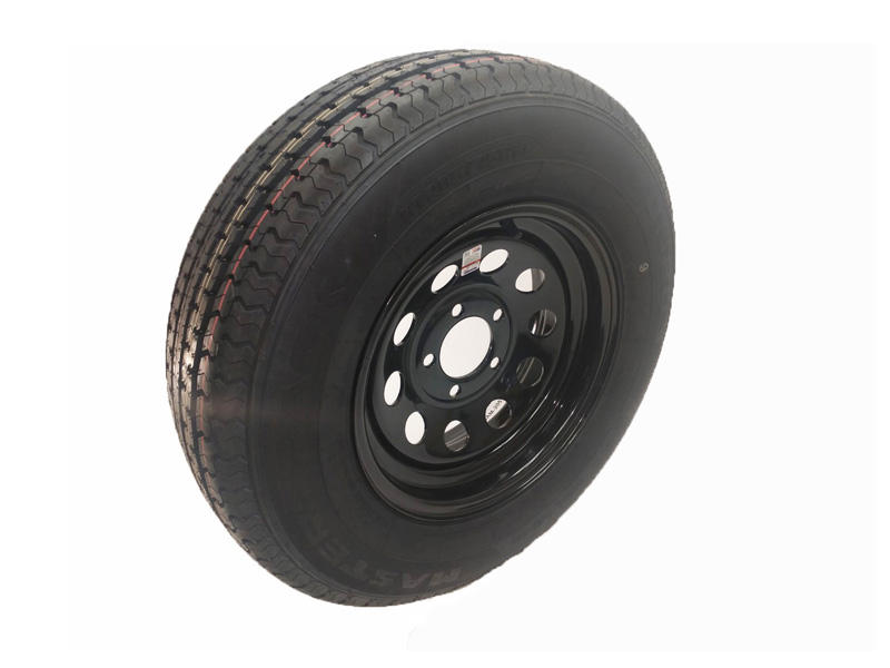 14 inch Trailer Tire and Modular Wheel Assembly - ST205/75R14 on Black Steel Wheel, 5 Lug on 4-1/2