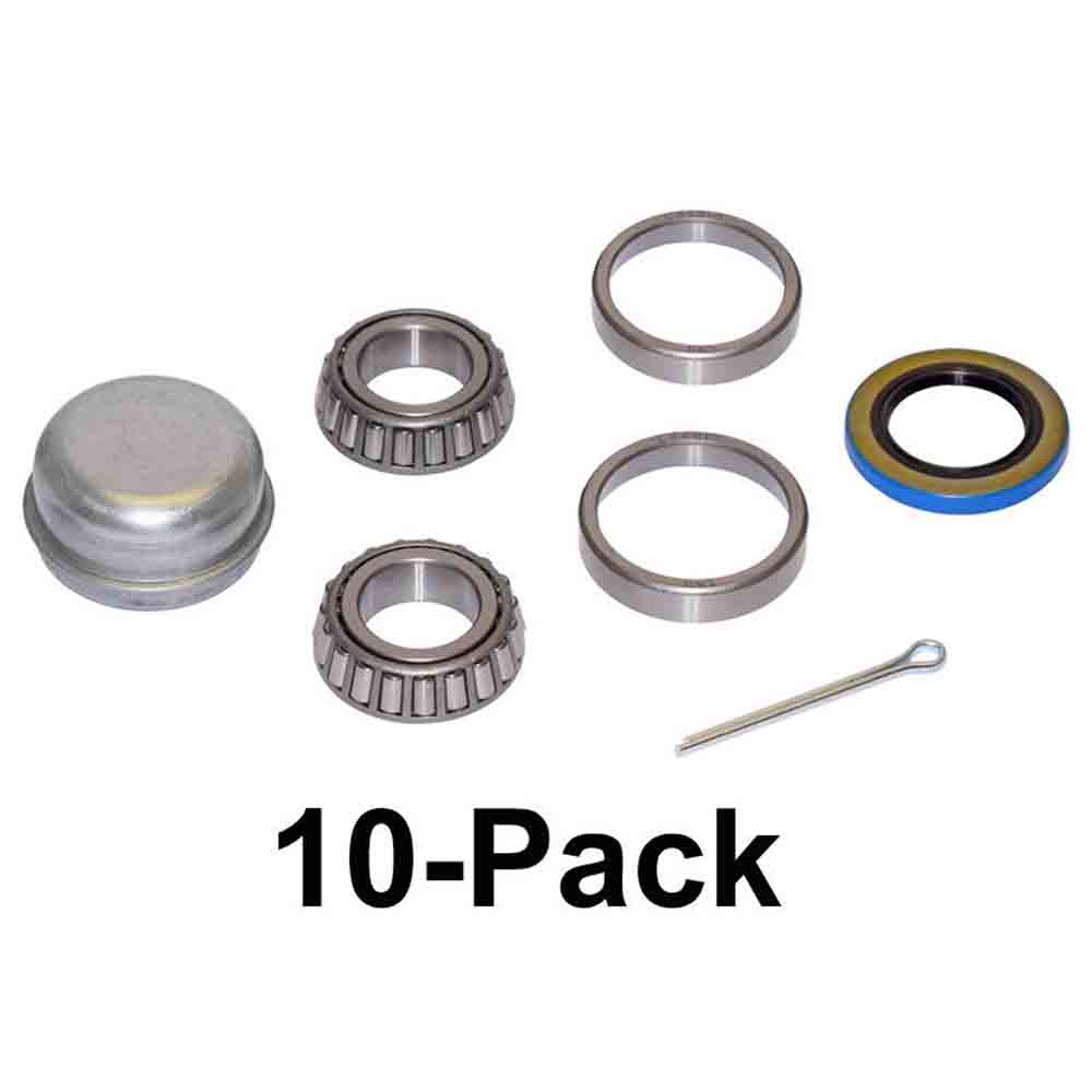 Trailer Bearing Repair Kit For 1 Inch Straight Spindle - 10-Pack