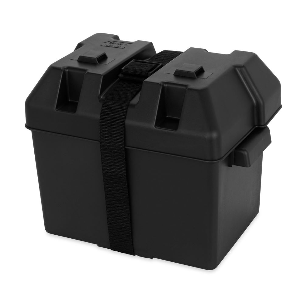 Battery Box - Black Pollypropylene fits Group 24 Batteries - Tall Top