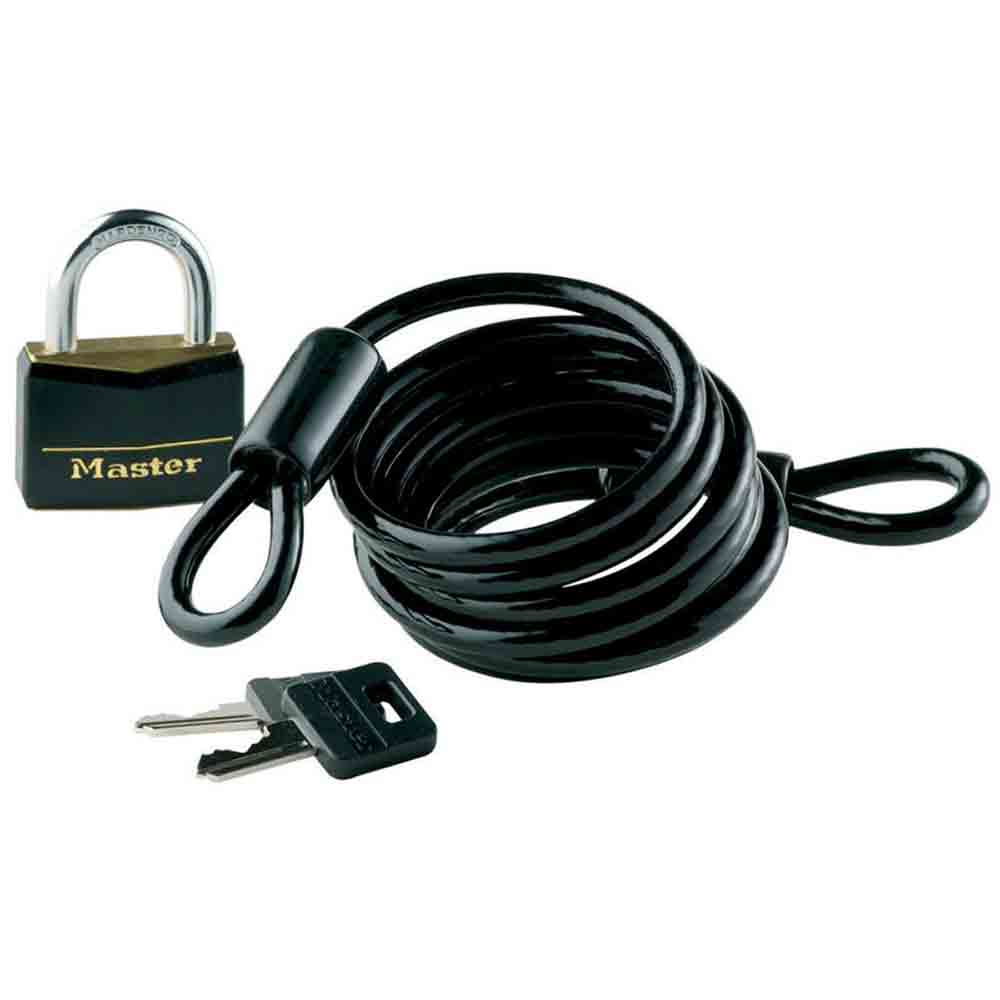 6 Foot Self-Coiling Cable with Brass Padlock