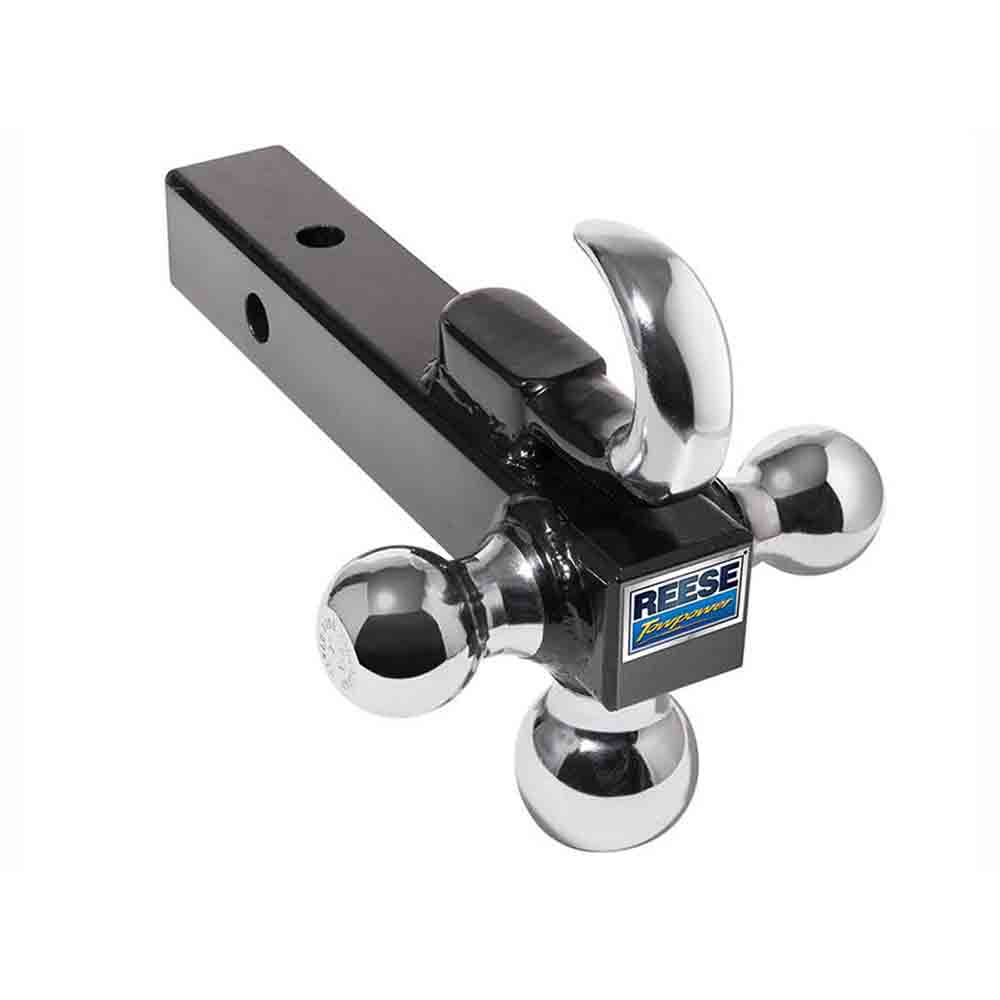 Tri-Ball Trailer Hitch Ball Mount W/ Tow Hook for 2 Inch Receivers