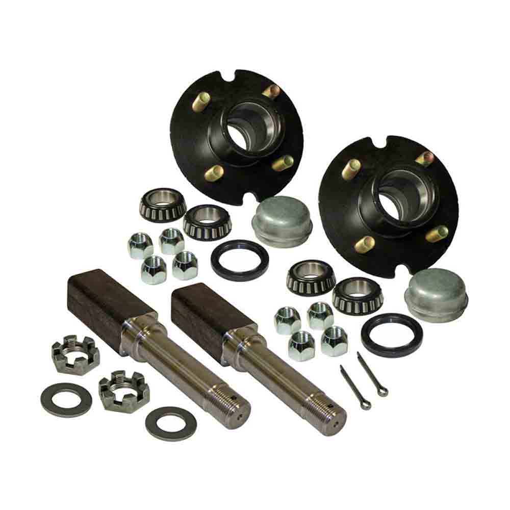 4-Bolt Hub Assembly Kit - Pair With 1-1/16" Spindles & Bearings For 2200 Lb Axles