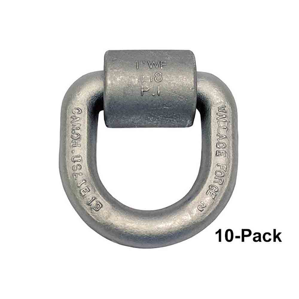 10-Pack - Heavy Duty, Weld-On, 1 Inch Forged Tie-Down D-Ring