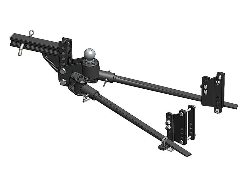 BXW0853 TrackPro Weight Distribution Hitch for Trailers with Underslung Couplers 7 Hole Shank , 800 lbs Tongue, 8000 lbs Towing, 2 Receiver