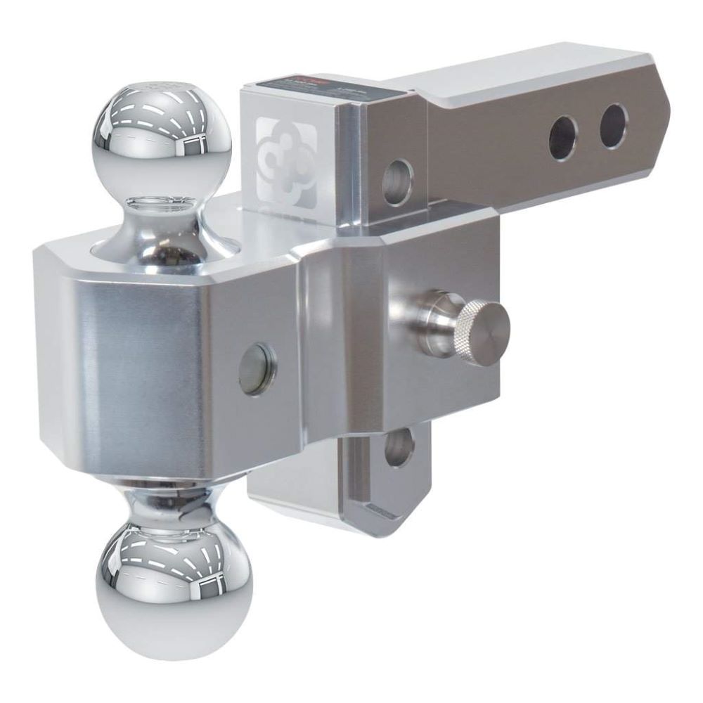 AlumaLite Adjustable Aluminum Ball Mount with Dual Ball, 3-1/2" Drop fits 2" Receiver Hitch