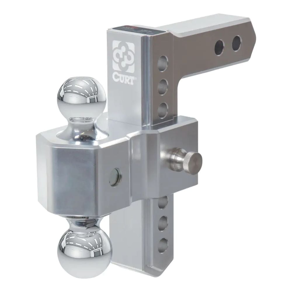 AlumaLite Adjustable Aluminum Ball Mount with Dual Ball, 7-1/2" Drop fits 2" Receiver Hitch