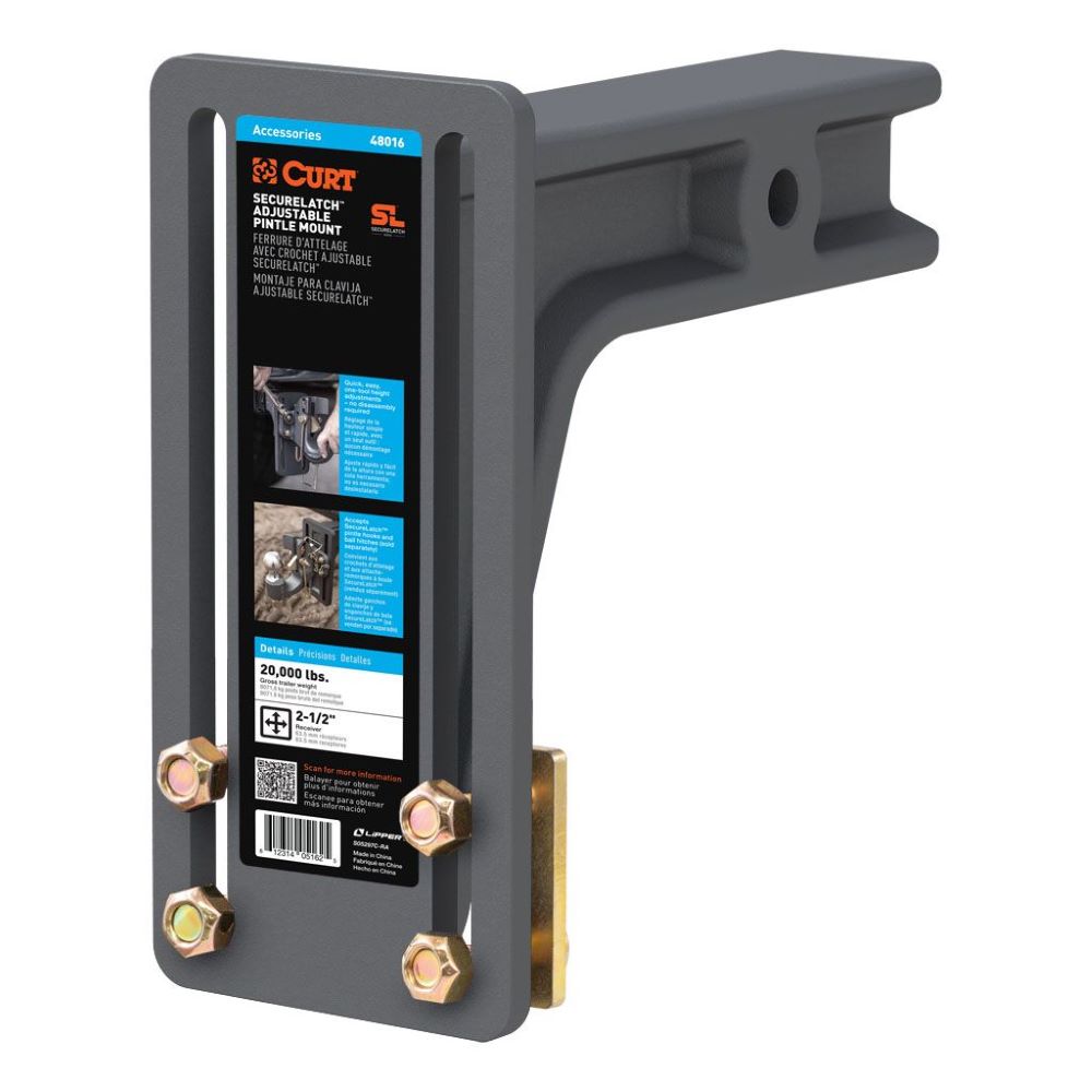 Curt SecureLatch Adjustable Pintle Mount (2-1/2" Shank, 20,000 lbs.)