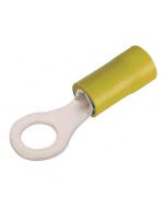 Yellow Vinyl-Insulated Butted Seam Ring Terminals - 5/16 Inch Stud Size, Fits 10-12 Gauge - 100 Pack