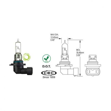 9005LL T4 12 Volt 65 Watt P20d Long Life Halogen Headlight Bulb Application Specific