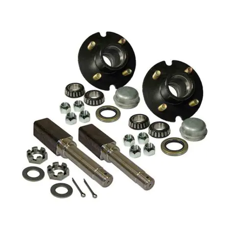 Pair of 4-Bolt on 4 Inch Hub Assemblies with Square Shaft 1 Inch