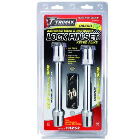 Trimax Keyed Alike Hitch and Height Adjustment Pins for Razor Ball
