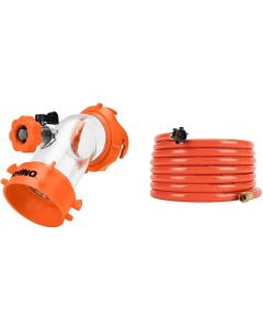 Rhino RV Sewer Hose Kit with Clear Adapter, 25 ft, Orange, Durable PVC, Standard Thread Compatible