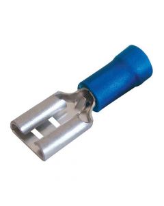 100 Pack - Vinyl Push-On Terminal, Female, Partially-Insulated, .250", Blue, 16-14 Gauge