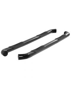 Select Ford F-150, F-250 SD, F-350 SD, F-450 SD, F-550 SD 3 Inch Round Semi-Gloss Black Stainless Steel Side Bars