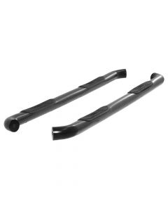 Select Chevrolet Silverado, GMC Sierra Crew Cab Pickups 3 Inch Round Semi-Gloss Black Stainless Steel Side Bars