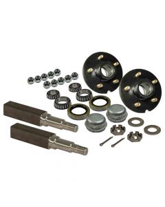 Pair of 5-Bolt on 5 Inch Hub Assembly - Includes (2) Square Stock 1-3/8 Inch To 1-1/16 Inch Tapered Spindles & Bearings