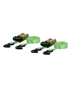 16' Lime Green Cargo Straps with S-Hooks (1,100 lbs, 2-Pack)