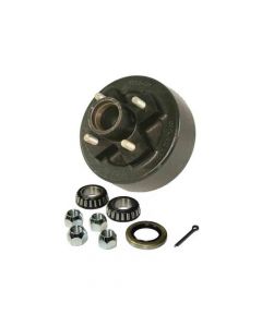 Trailer Hub And Drum Assembly W/ EZ Lube Grease Cap & Plug, 4 On 4" Bolt Circle, 1,250lb Capacity For 1" Straight Spindles (HD-700A-04-EZ)