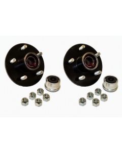 Pre-Grease-Packed Trailer Hub Assembly - 5 On 4-1/2" Bolt Circle, 1,750 lbs. Capacity For 1-3/8" To 1-1/16" tapered spindles - One Pair