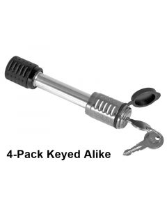 4 Pack Keyed Alike 5/8 Inch Barbell Style Hitch Pin Lock - Fits 2" Receiver Hitches