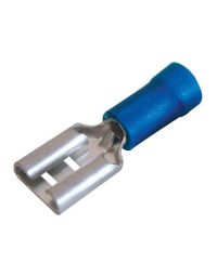 100 Pack - Vinyl Push-On Terminal, Female, Partially-Insulated, .250", Blue, 16-14 Gauge
