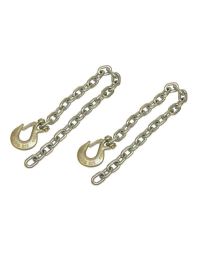 Grade 43 Heavy Duty Trailer Safety Chains with Latching Hooks - Pair - Class IV - 3/8 Inch x 35 Inch