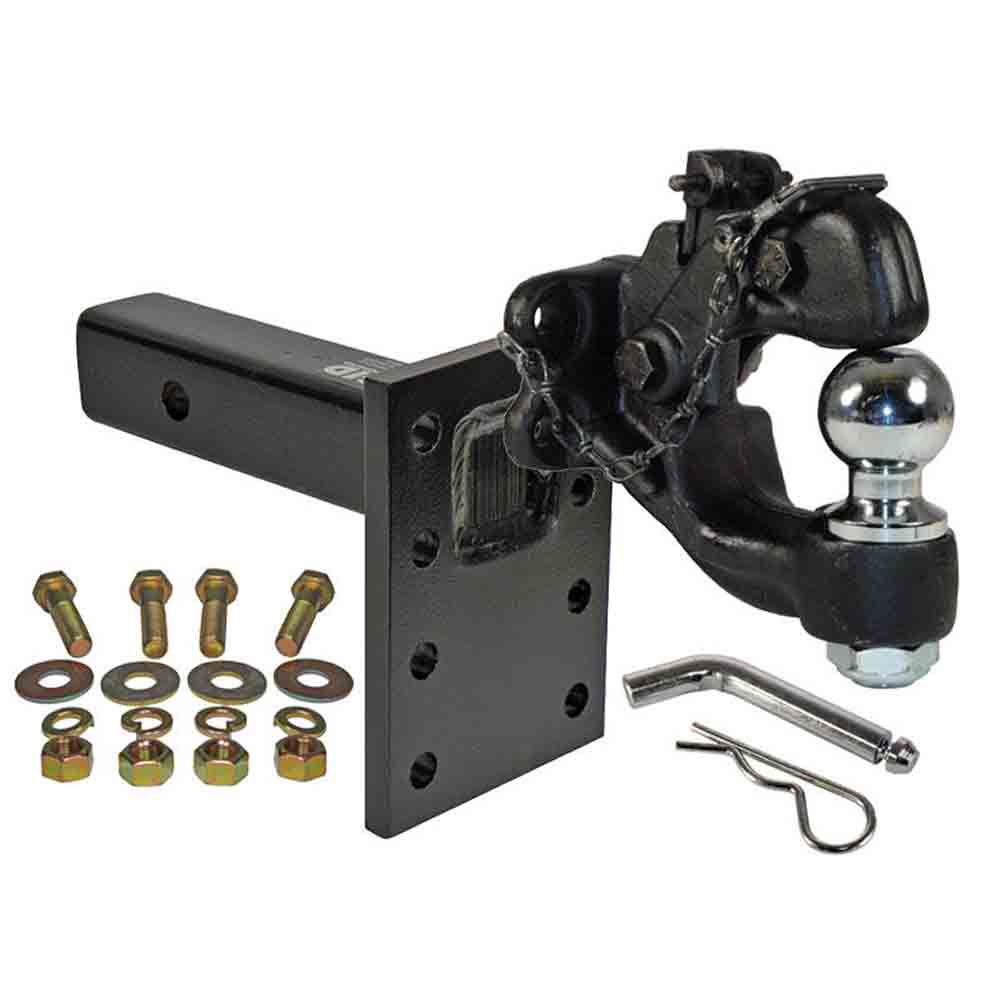 Combination Pintle Hook with 2-5/16 Inch Ball, Mounting Plate and Hardware - Made in USA