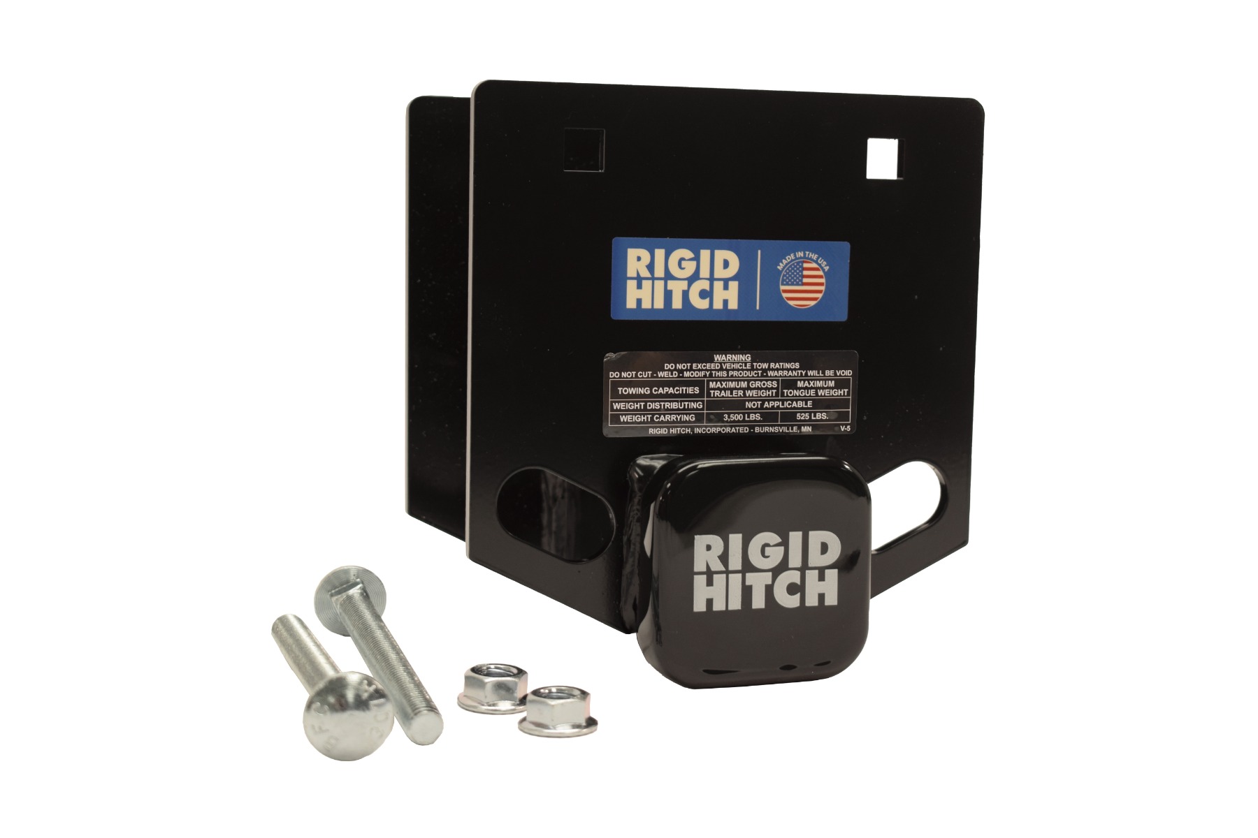 Rigid Hitch Class III RV Bumper Mount Trailer Hitch, 3500 lbs Weight Capacity, Steel Construction, for 4" x 4" Bumpers - Made in USA