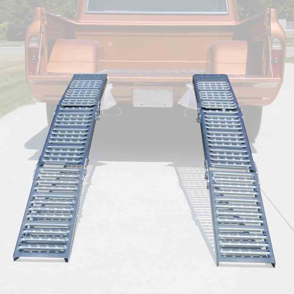 Loading Ramps - 6 Foot Steel, Tri-Folding, Arched, 1000 lbs. Capacity - Pair
