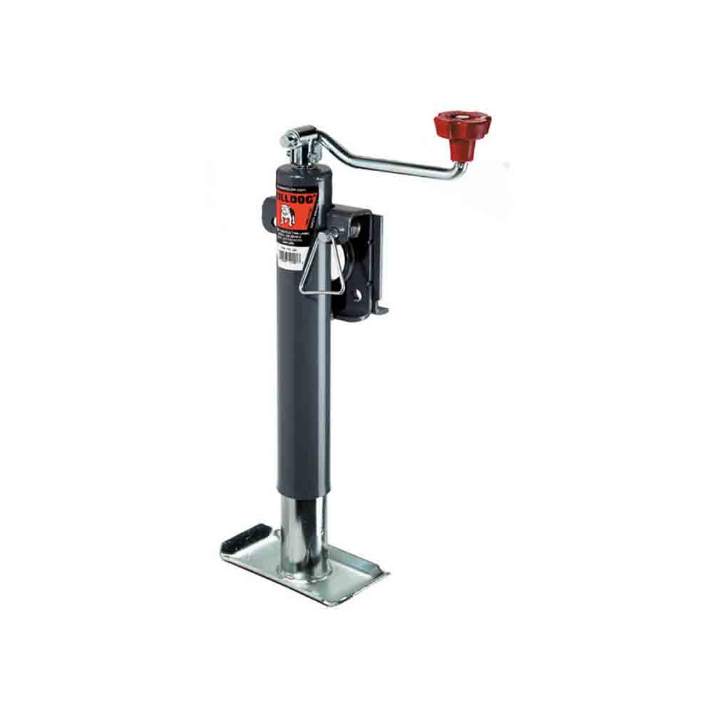 Bulldog Round Trailer Jack, Side Mount, 2,000 lbs. Lift Capacity, Top Wind, Weld-On, 10 in. Travel