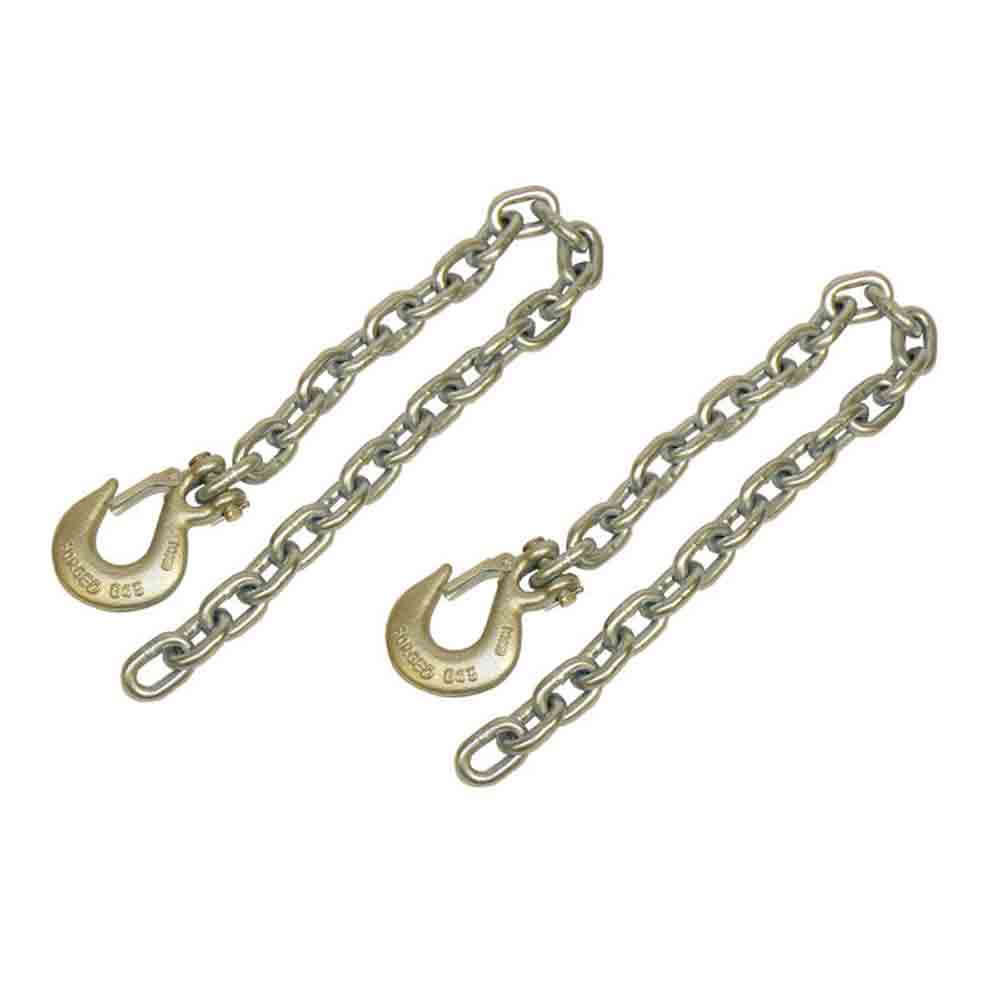 Grade 43 Heavy Duty Trailer Safety Chains with Latching Hooks - Pair - Class IV - 3/8 Inch x 35 Inch