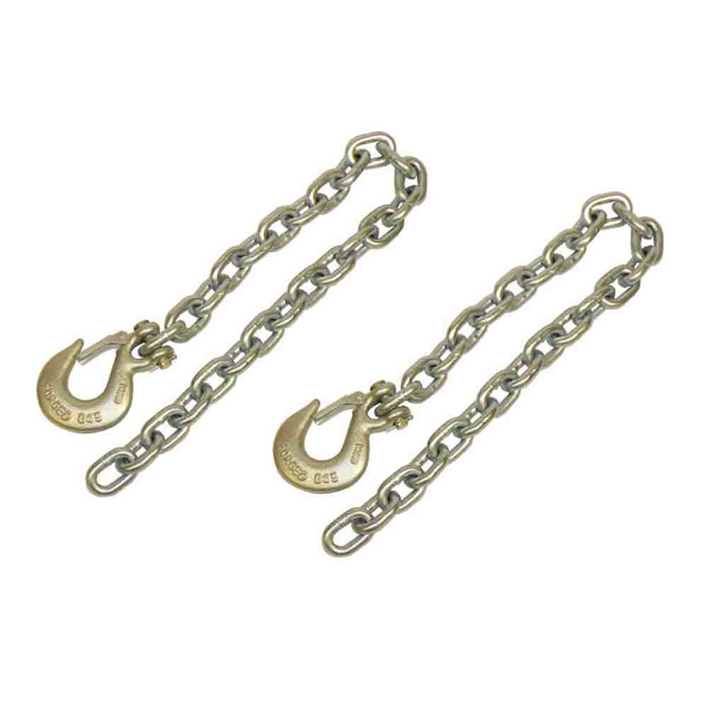 Grade 43 Heavy Duty Trailer Safety Chains with Latching Hooks - Pair -  Class IV - 3/8 Inch x 35 Inch