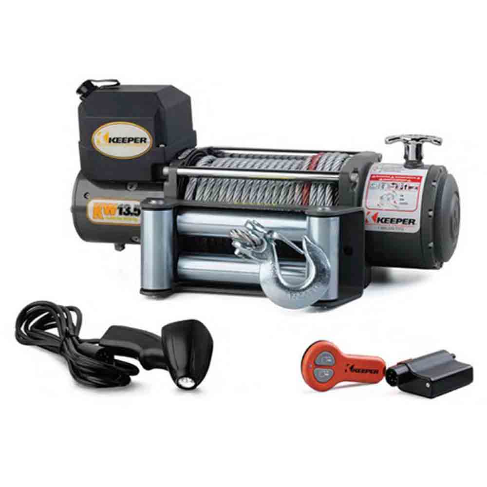 Keeper (KW13122) 13,500 lbs Single Line Pull Capacity 12 Volt Winch