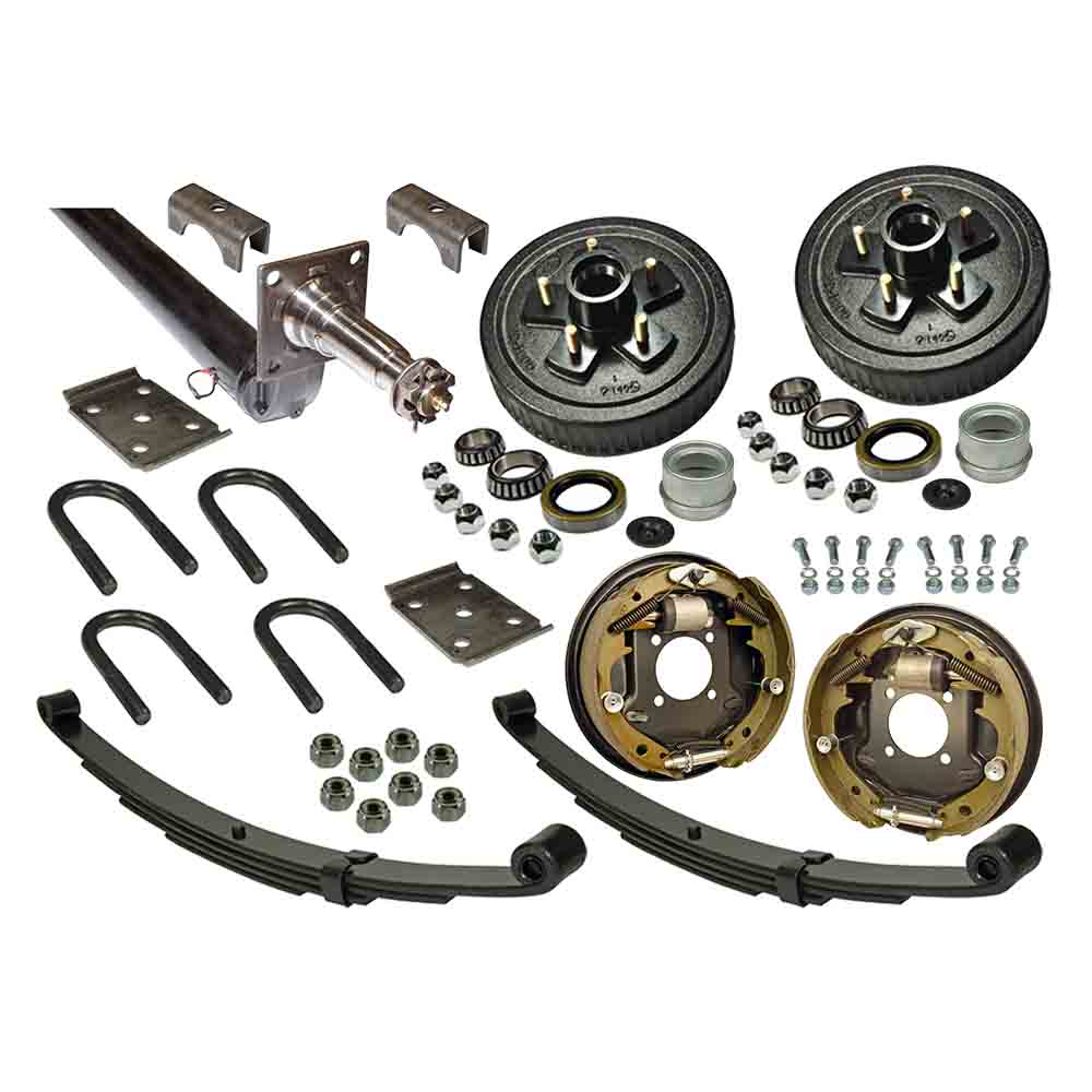 3,500 lb. Drop Axle Assembly with Hydraulic Brakes & 5-Bolt on 4-1/2 Inch Hub/Drums - 64 Inch Hub Face