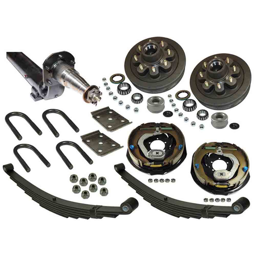 6,000 lb. Drop Axle Assembly with Electric Brakes & 8-Bolt on 6-1/2 Inch Hub/Drums - 89-1/2 Inch Hub Face