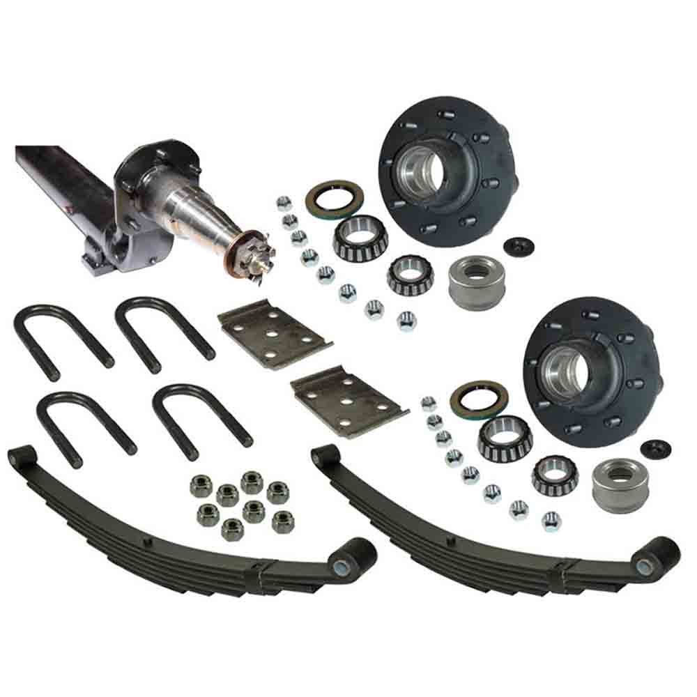 6,000 lb. Drop Axle Assembly with Brake Flanges & 8-Bolt on 6-1/2 Inch Hubs - 89-1/2 Inch Hub Face