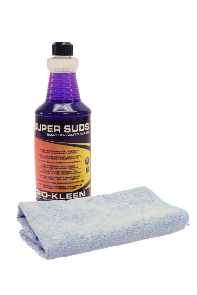 Bio-Kleen Super Suds Boat, RV, Auto Wash with Microfiber Towel, Concentrated Formula, High Foam Action. 32 oz.