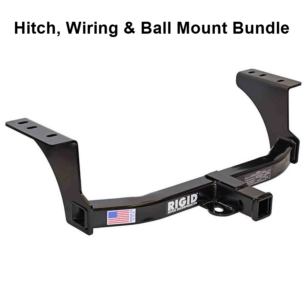 Rigid Hitch (R3-0869-1KBW) Class III 2 Inch Receiver Trailer Hitch Bundle - Includes Ball Mount and Custom Wiring Harness - fits 2018-2021 Chevrolet Equinox (Except Premier)
