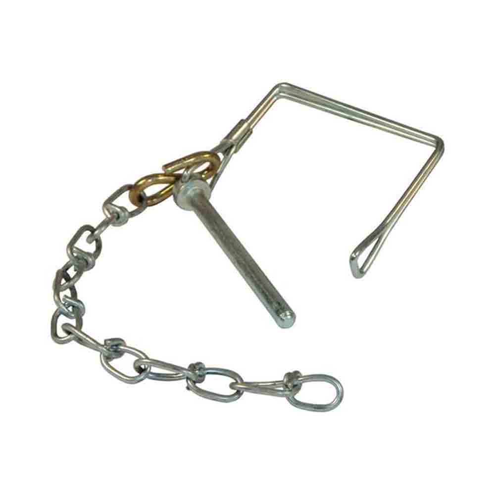 1-4 inch Pintle Hook Safety Pin and 8 inch Chain fits BH8 & RM Series Combination Pintle Hitches