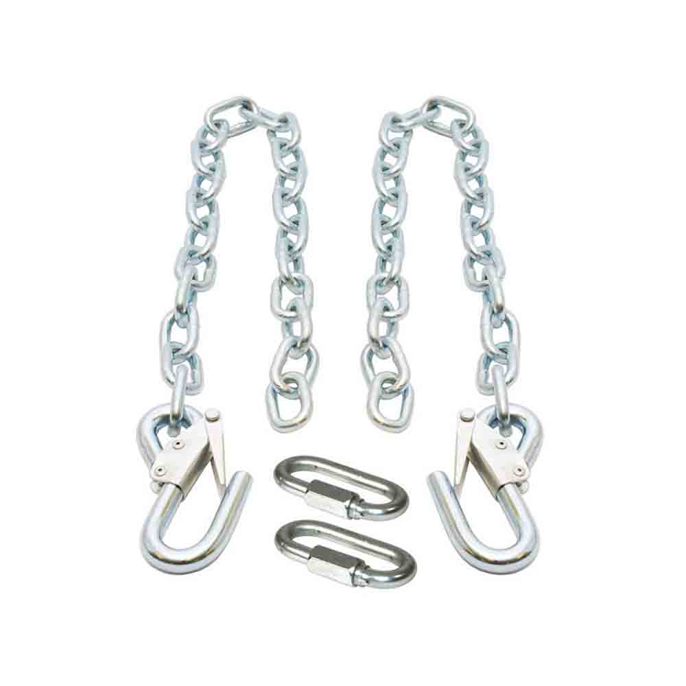 Class II Trailer Safety Chains with Safety Latches and 5/16 Inch Quick Links - 3,500 lb. Capacity - 30