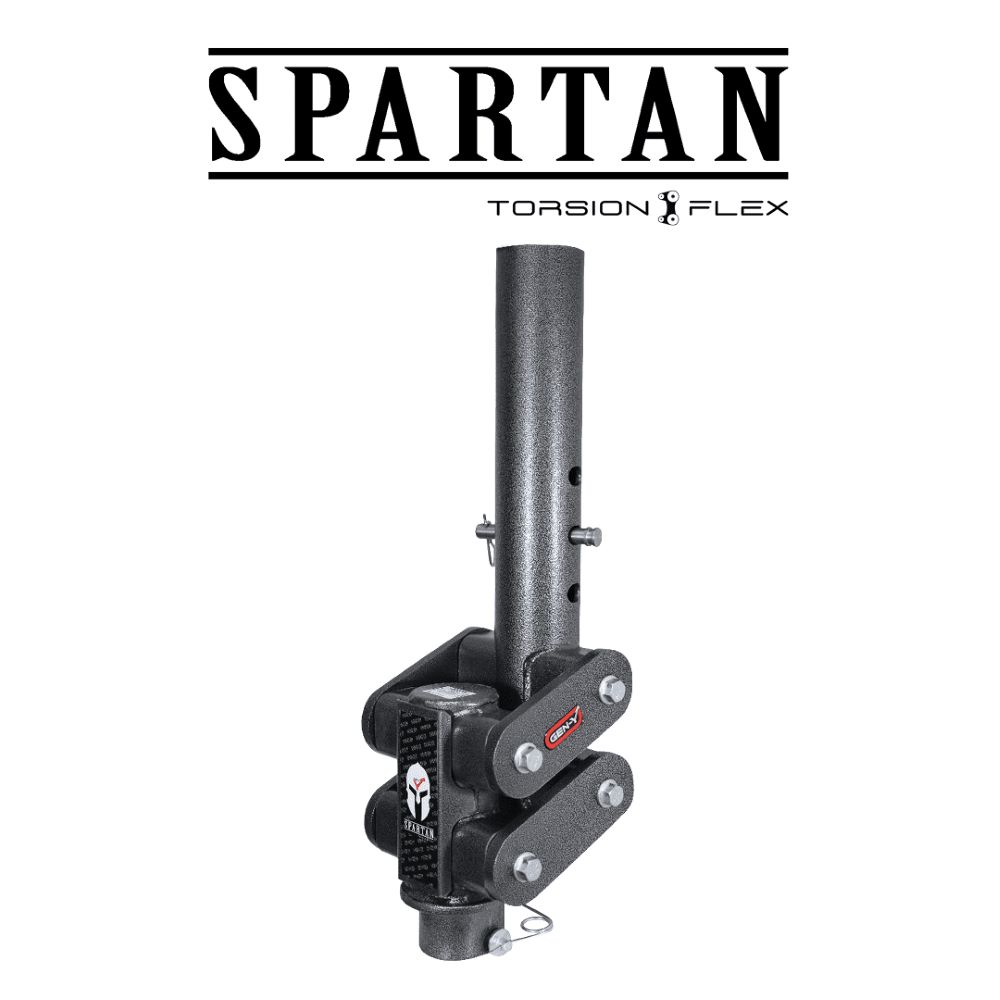 GEN-Y HITCH SPARTAN TORSION-FLEX, Manual Latch, 5 Offset, 4 Round Tube Gooseneck 2 5/16 Coupler, Standard Height, 25,000 lbs. Towing Capacity