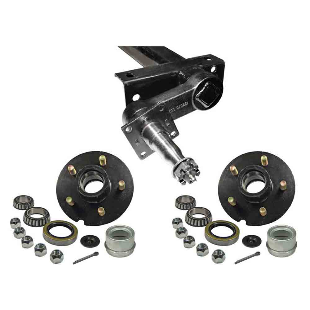 3,500 lb. Torsional Axle Assembly with Brake Flanges & 5-bolt on 4-1/2 Inch Hubs